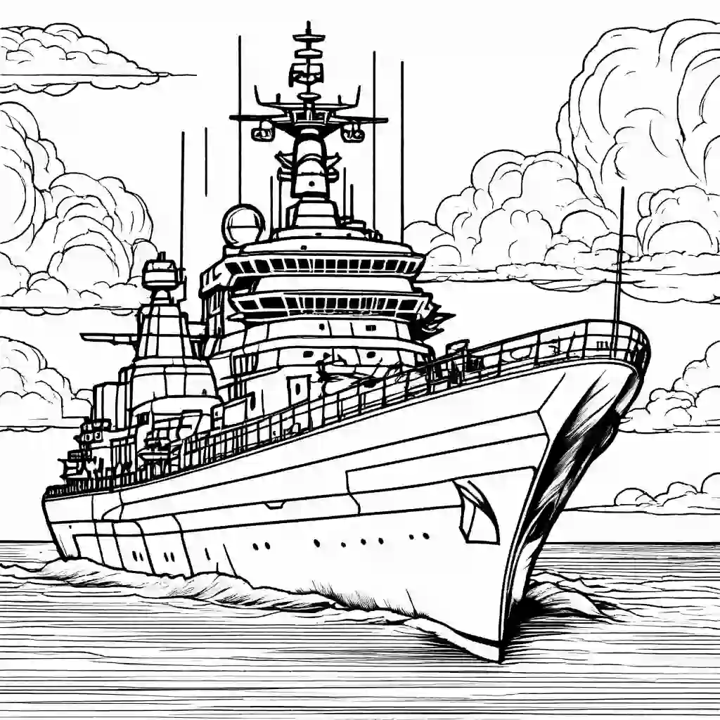 Warships coloring pages